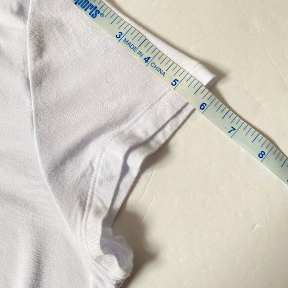 Bebe T Shirt Womens Large White Animal Print Reflective Logo Mesh Shoulders Read - Picture 14 of 15